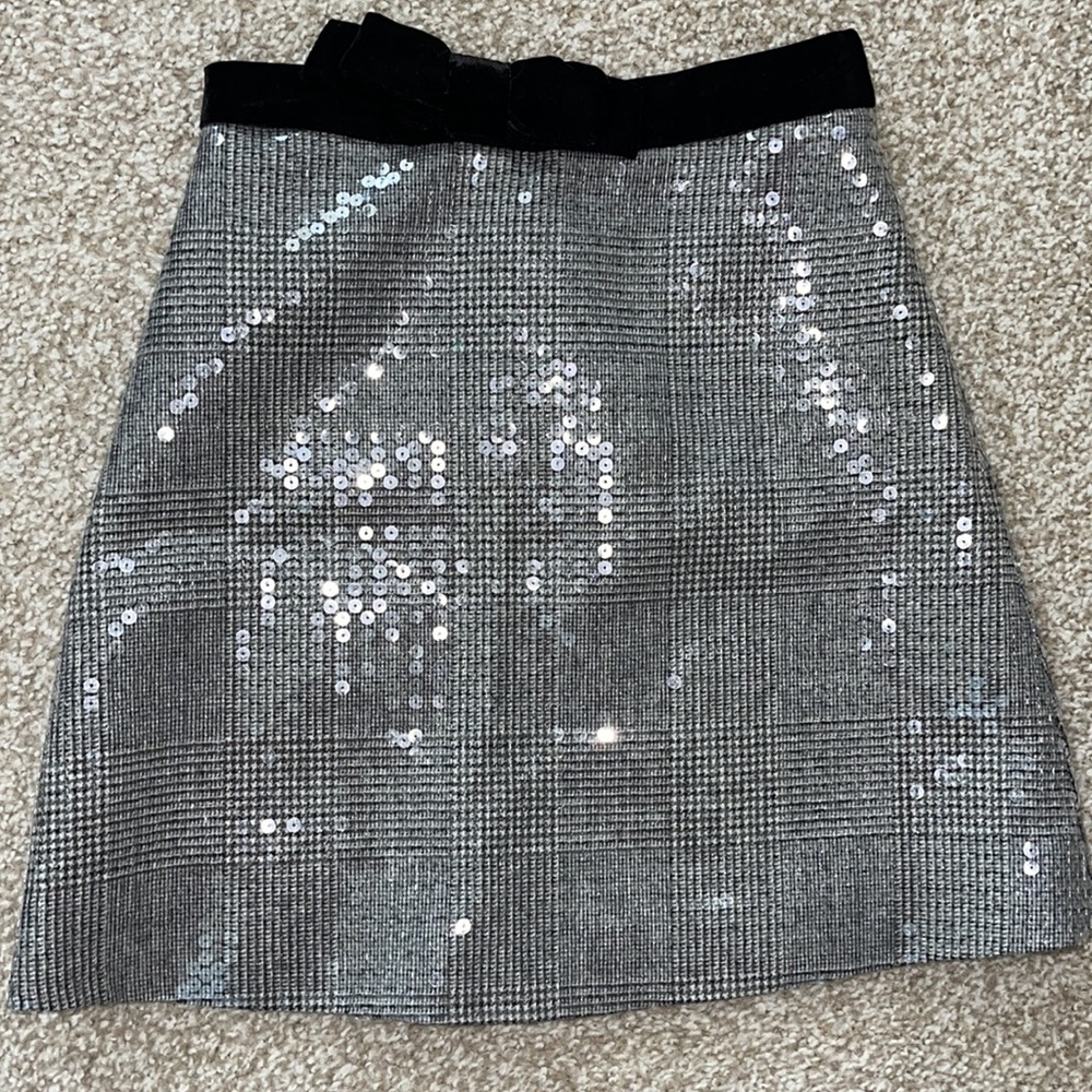 ❌SOLD❌ Miu Miu Plaid Sequin Velvet Bow Skirt